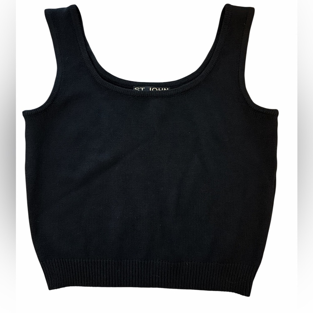 St. John Black Ribbed Scoop Tank - Picture 2 of 4